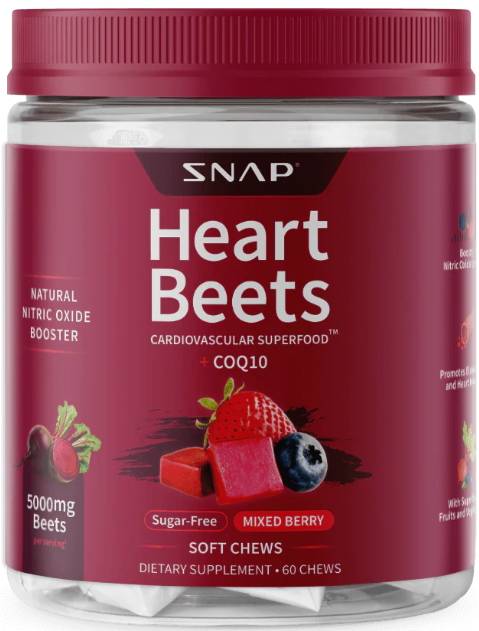 Snap Supplements Heart Beets Chews - Original Mixed Berry - 60 Soft Chews