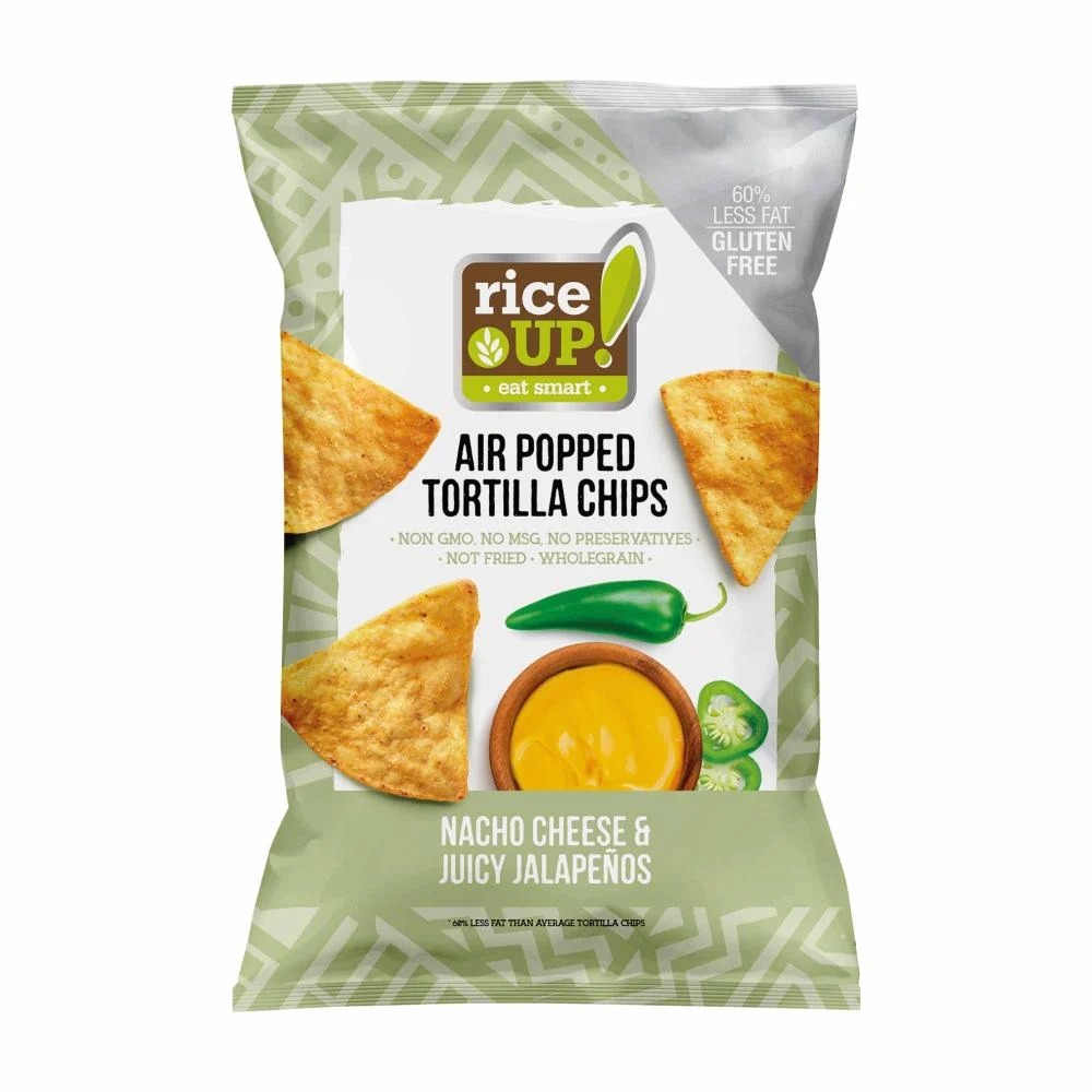 Rice Up Tortilla Chips Nacho Cheese And Juicy Jalapenos 60gm