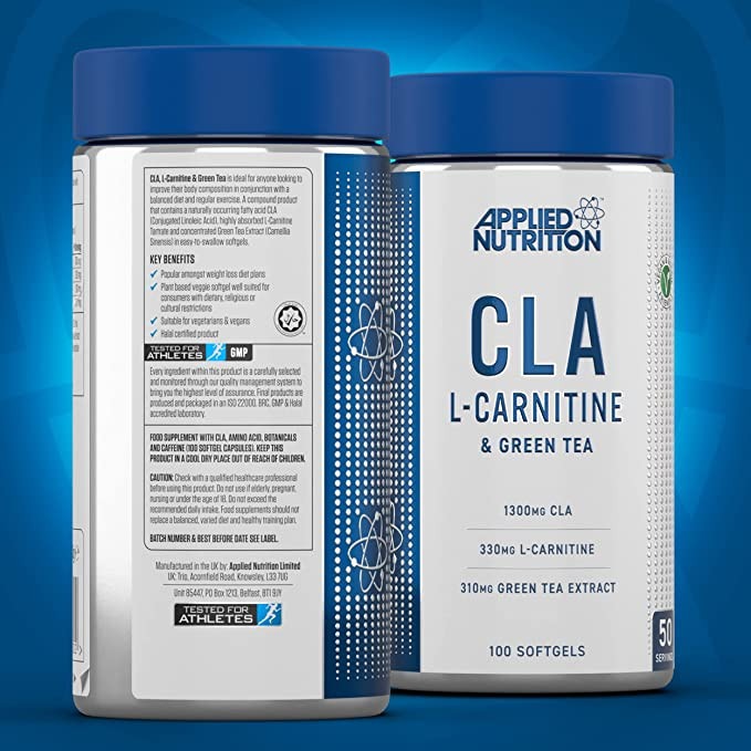 green tea extract cla and l-carnitine Applied Nutrition & - 100 Veggie Softgels Energy Support & Metabolism Cápsulas blandas de glutatión Taille:5G