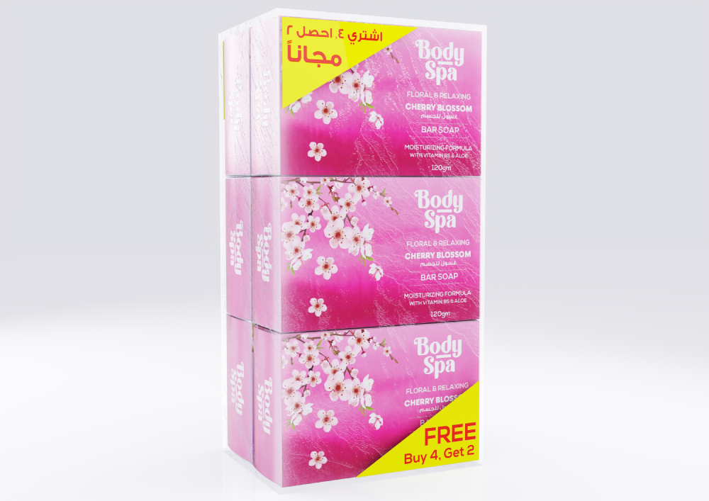 Body Spa Cherry Blossom Bar Soaps 6 Pcs - Floral & Relaxing 120 gm