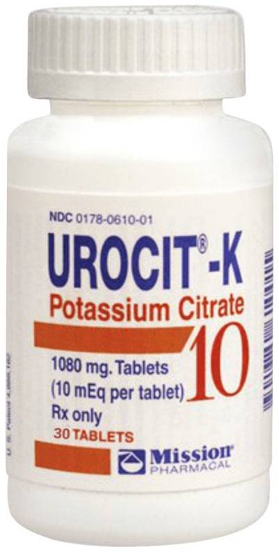 Urocit-K Potassium Citrate 1080 Mg - 30 Tablets