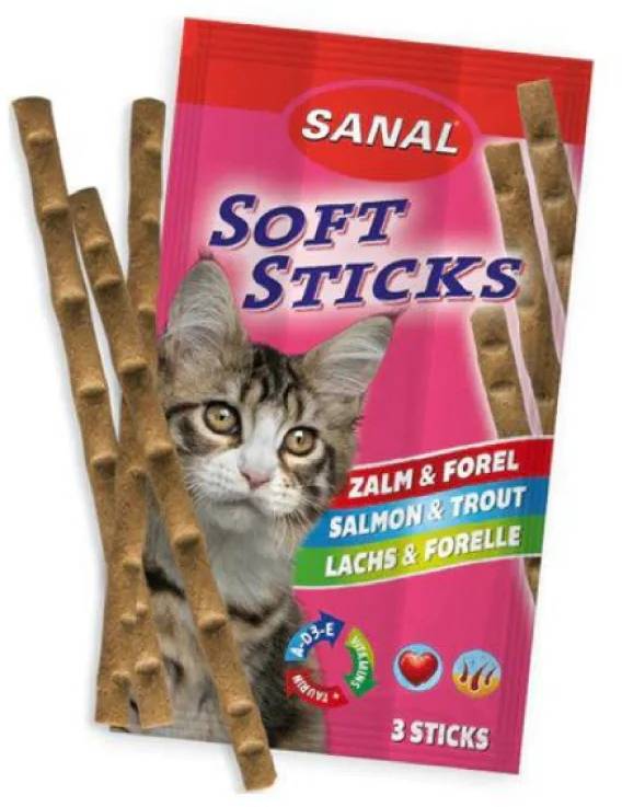 Sanal Salmon & Trout Soft Sticks For Cats 3x15g