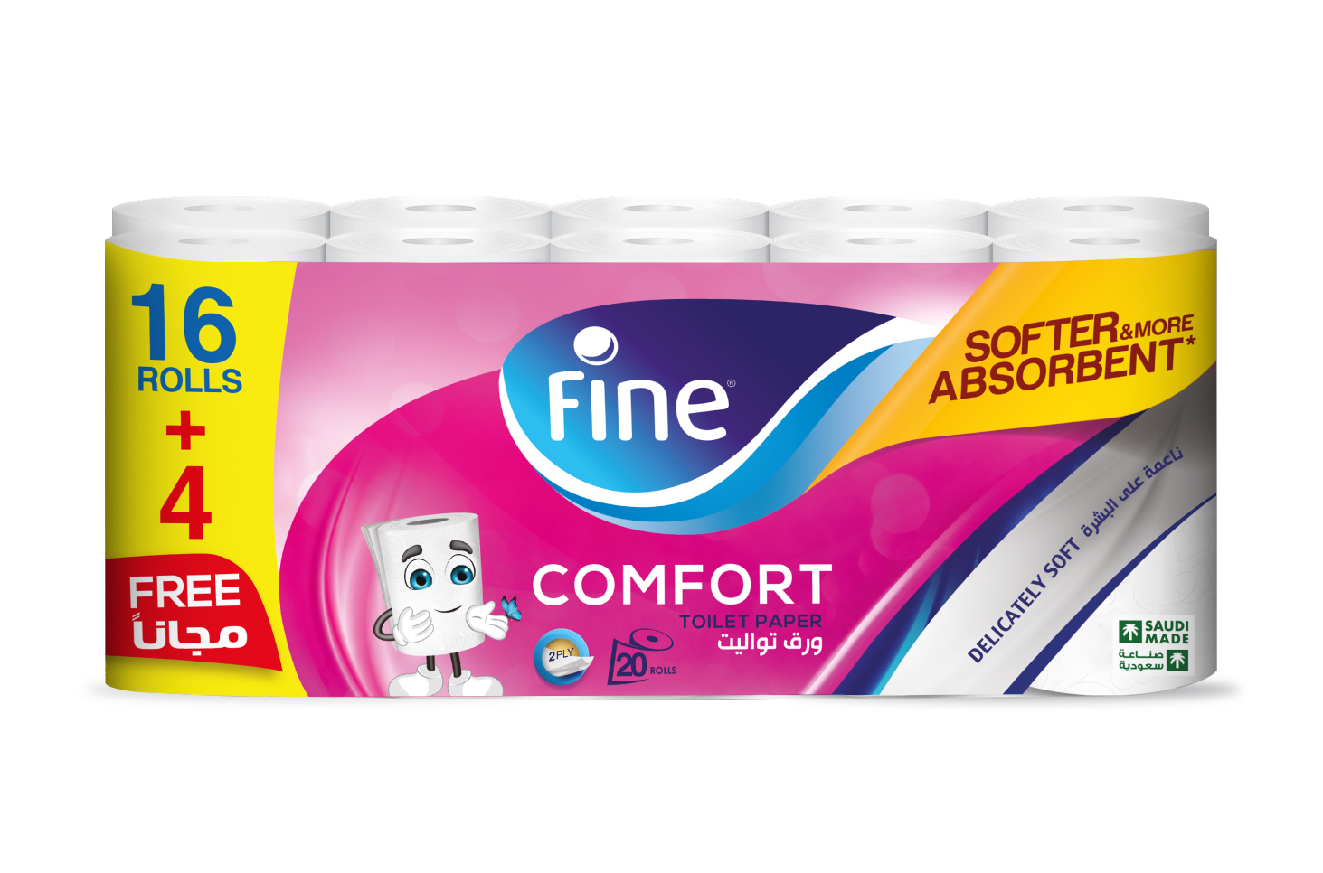 Fine Toilet Tissue Comfort 20 Pack (16+4) (180x2 Plies)
