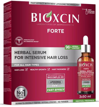 Bioxcin Forte Herbal Serum For Intensive Hair Loss - 3x50 ml