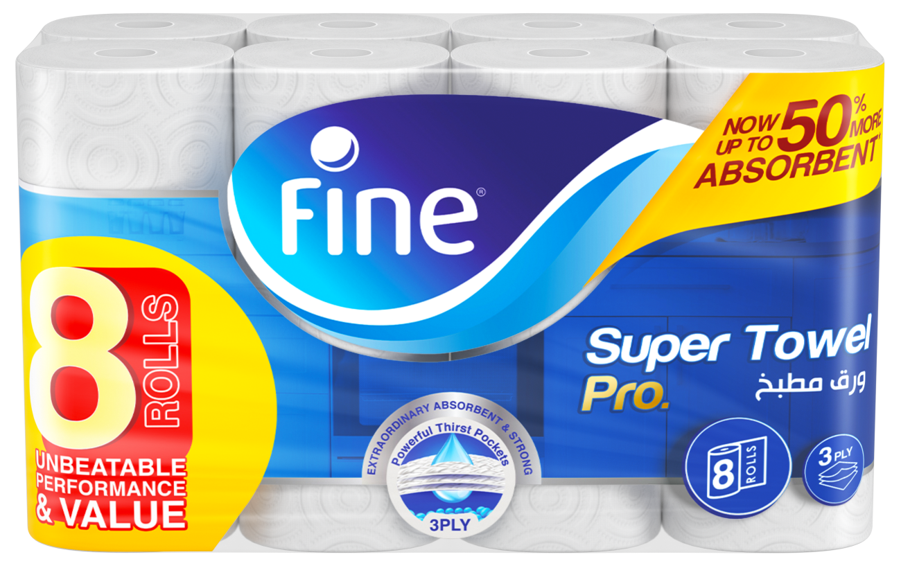 فاين مطبخ مناشف سوبر برو 8 رول (60X3 PLIES)