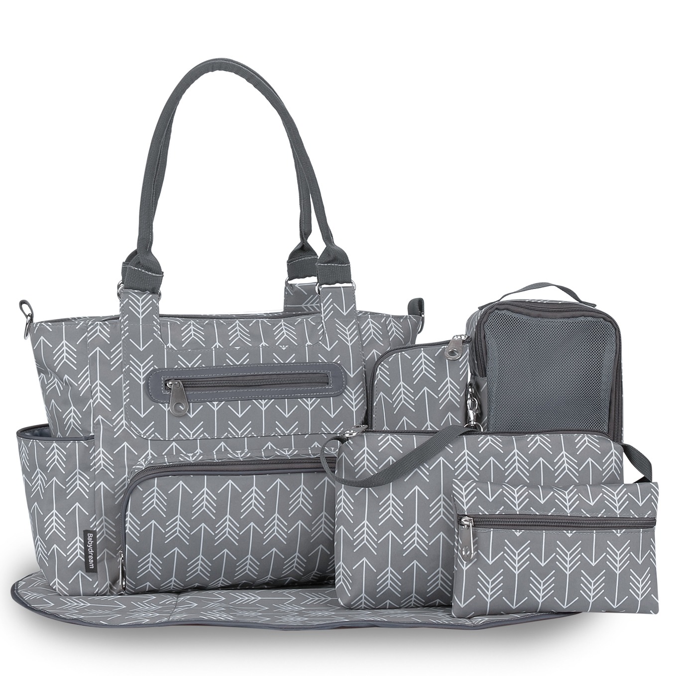 Baby Dream 6 Piece Diaper Bag Set W Hooks And Changing Mat