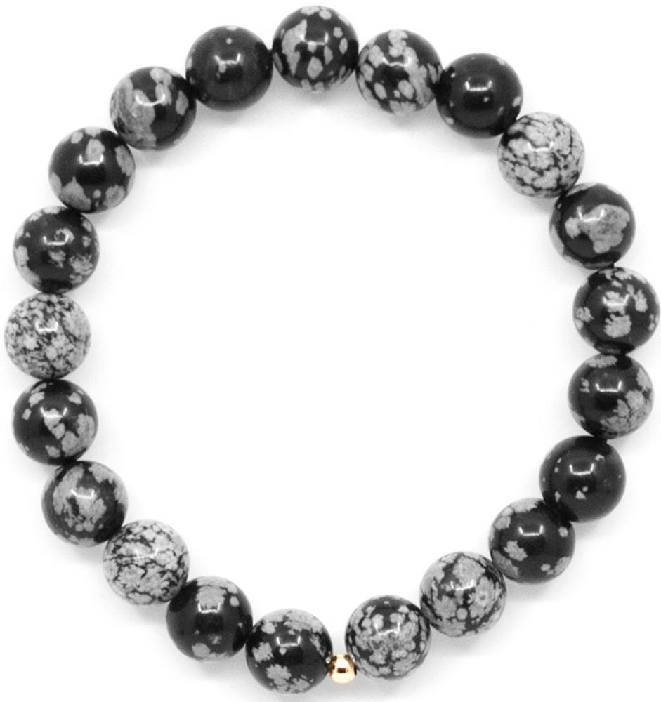Min Maadan Alensan Snow Obsidian Stone Bracelet