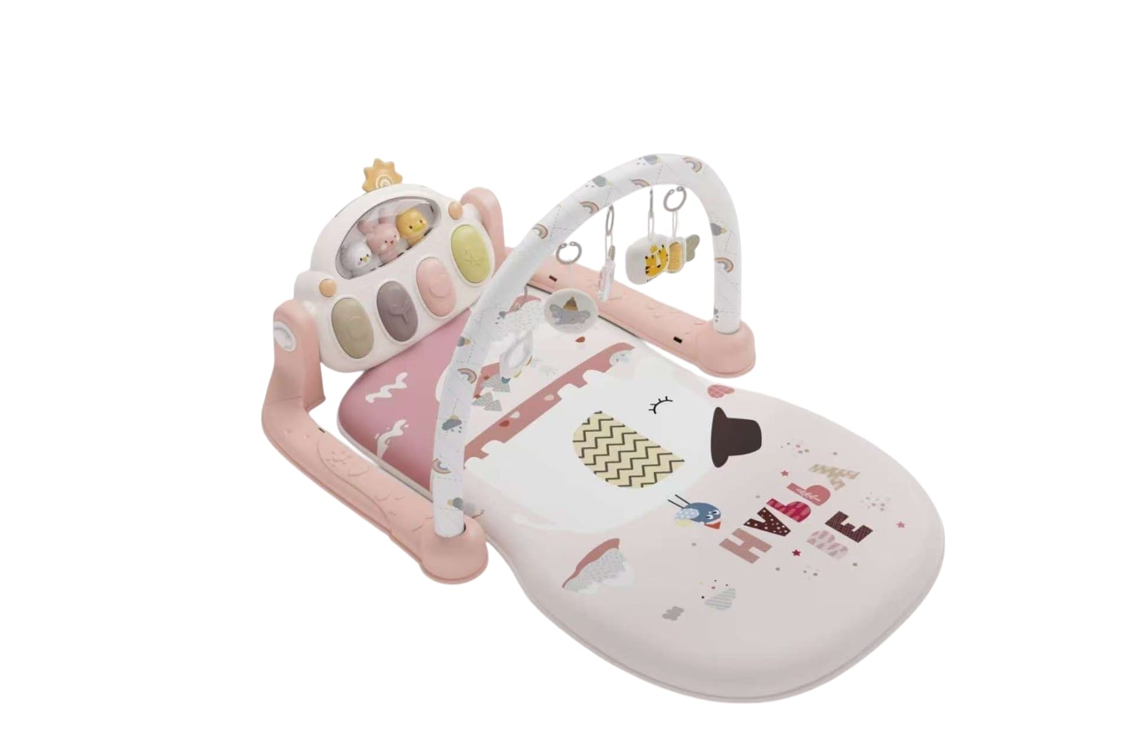 Baby Dream Baby Play Mat With Hanging Toys And Piano Pink