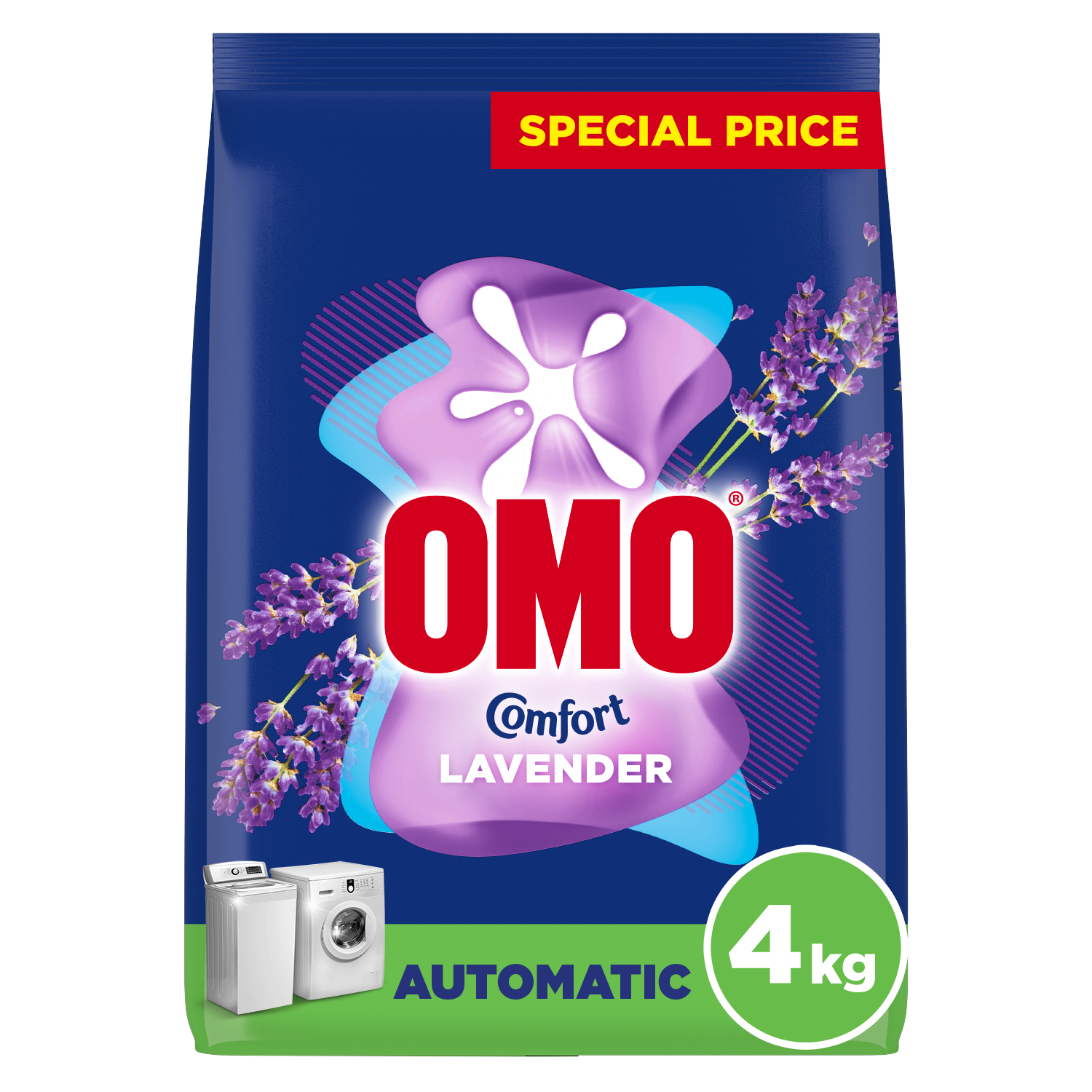 OMO Automatic Powder Laundry Detergent, Lavender, 4 KG