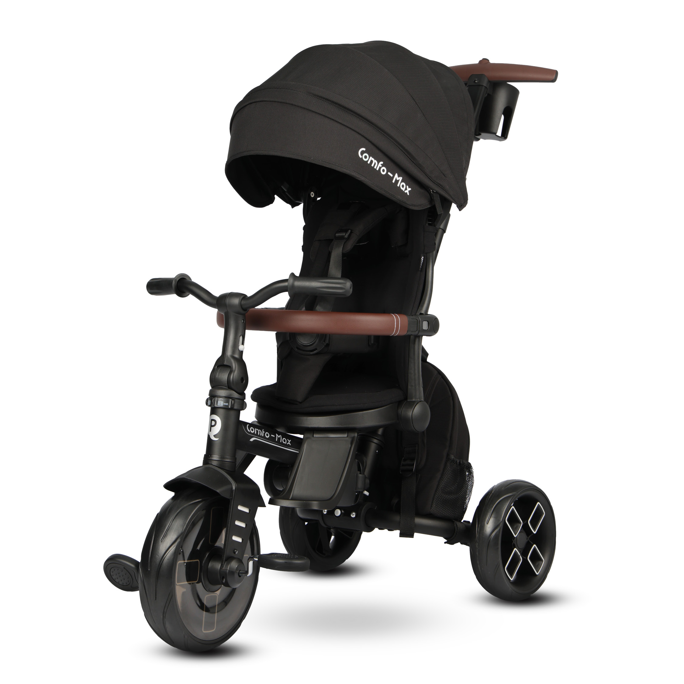 Qplay Comfo Max 7-in-1 Convertible Kids Tricycle for 10M-6Y – Black
