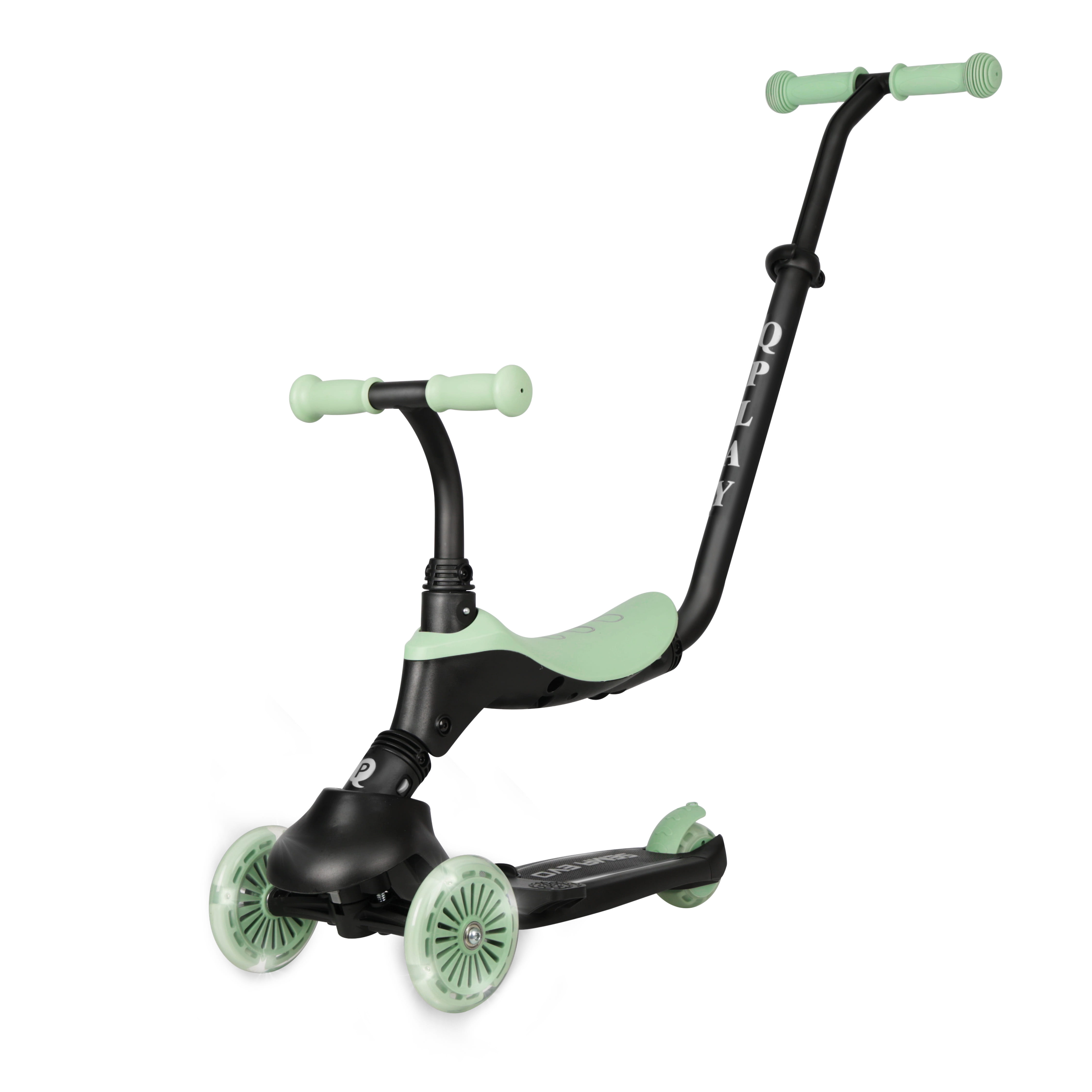QPlay Sema Evo 6-in-1 Convertible Scooter with LED Wheels for Kids 12M to 6Y - Jade Green