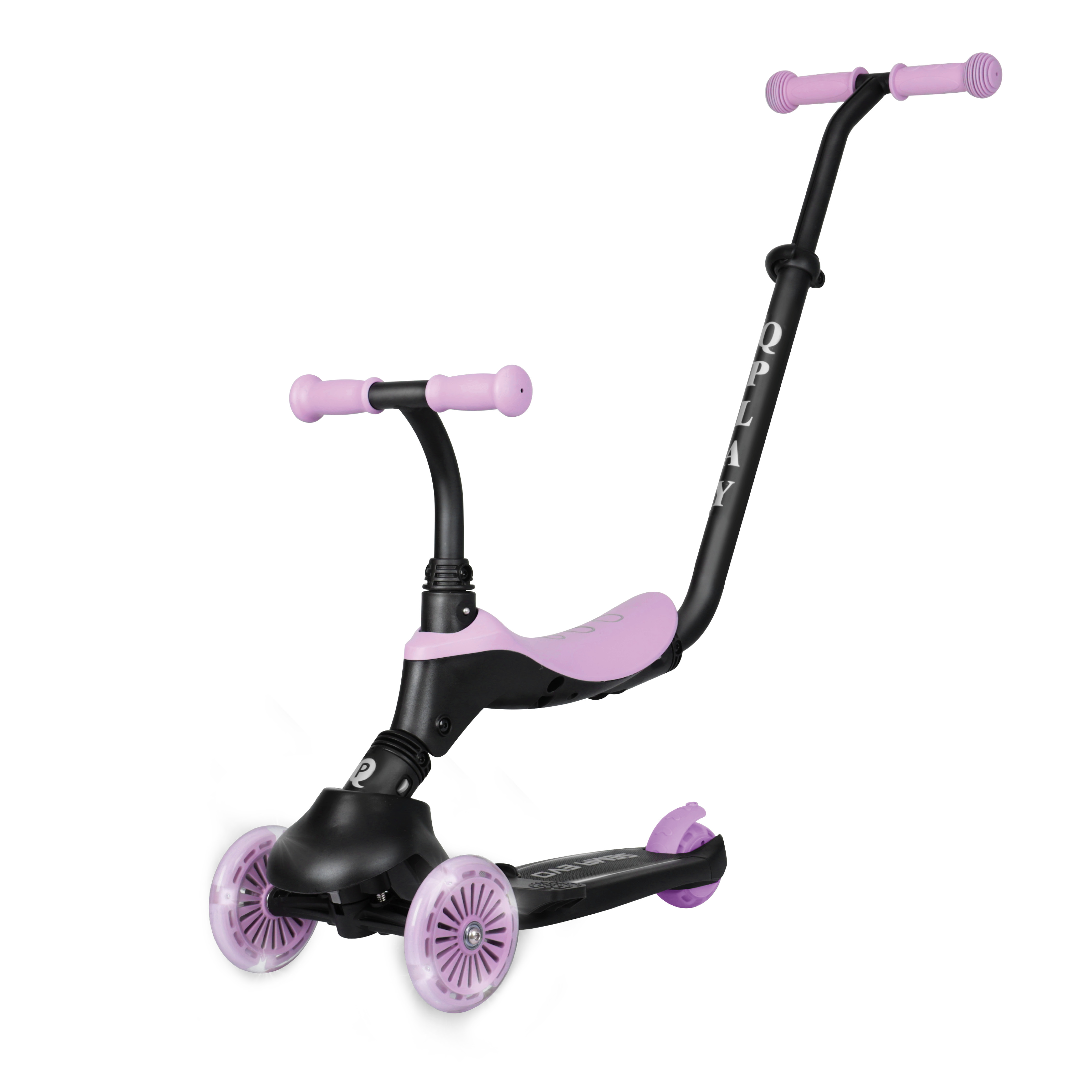 QPlay Sema Evo 6-in-1 Convertible Scooter with LED Wheels for Kids 12M to 6Y - Violet