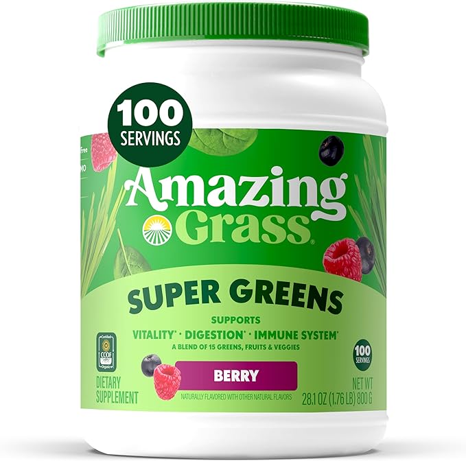 Amazing Grass Organic Green Blend Berry - 100 Servings
