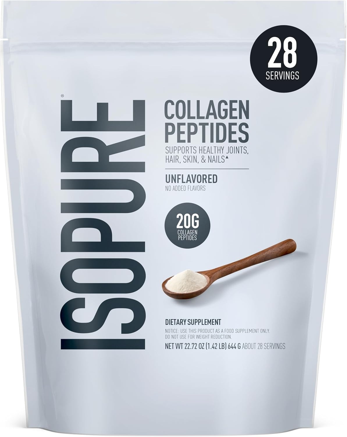 Isopure Collagen Amazing Grass-Fed Gluten Free Lactose Free Unflavored - 644 g