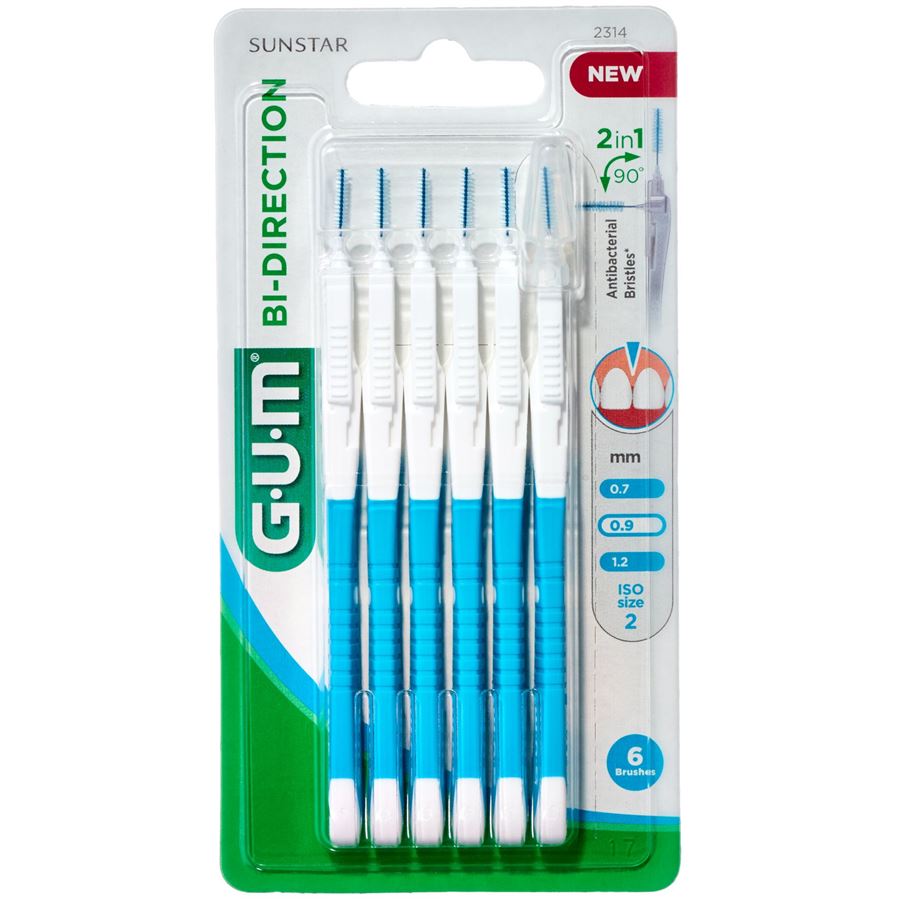 G.U.M Bi Direction Blue 2 In 1 6 Pcs 0.9 Mm 2314m6