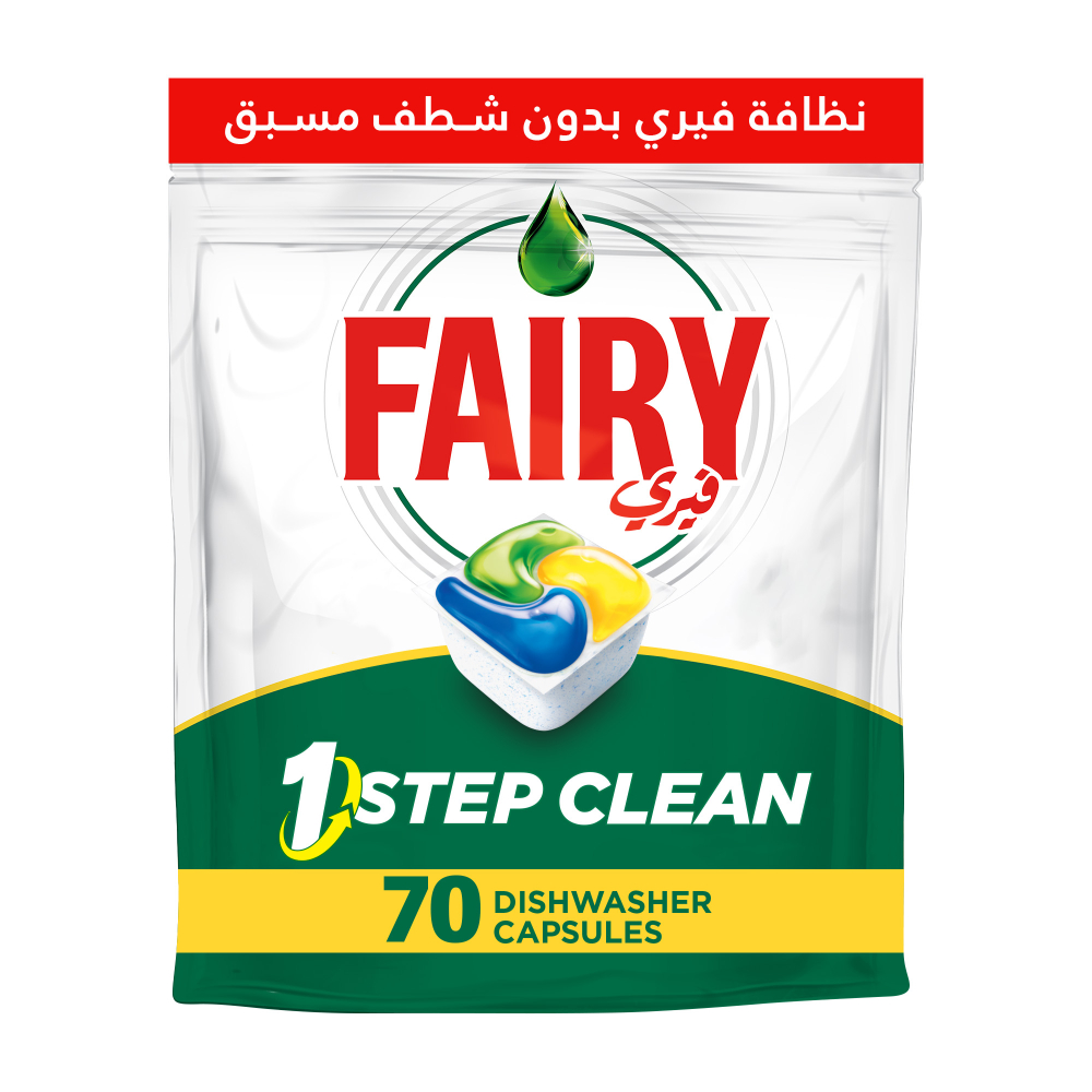 1 Step Clean لغسالة الأطباق الأوتوماتيكية برائحة الليمون 70 كبسولة فيري