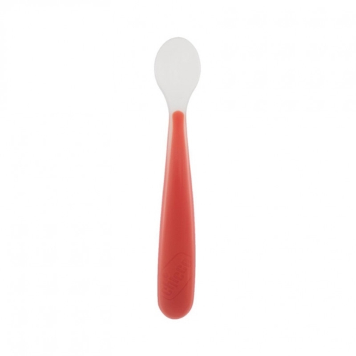 Chicco Soft Silicone Spoon For 6m+ Red