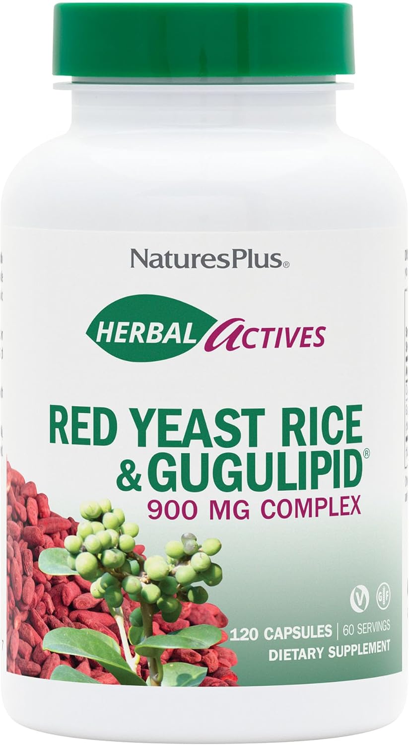 Natures Plus Red Yeast Rice + Gugulipid  - 120 Vegetarian capsules