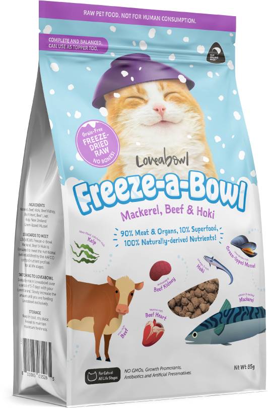 Loveabowl Freeze A Bowl Mackerel, Beef & Hoki For Cats - 85 gm