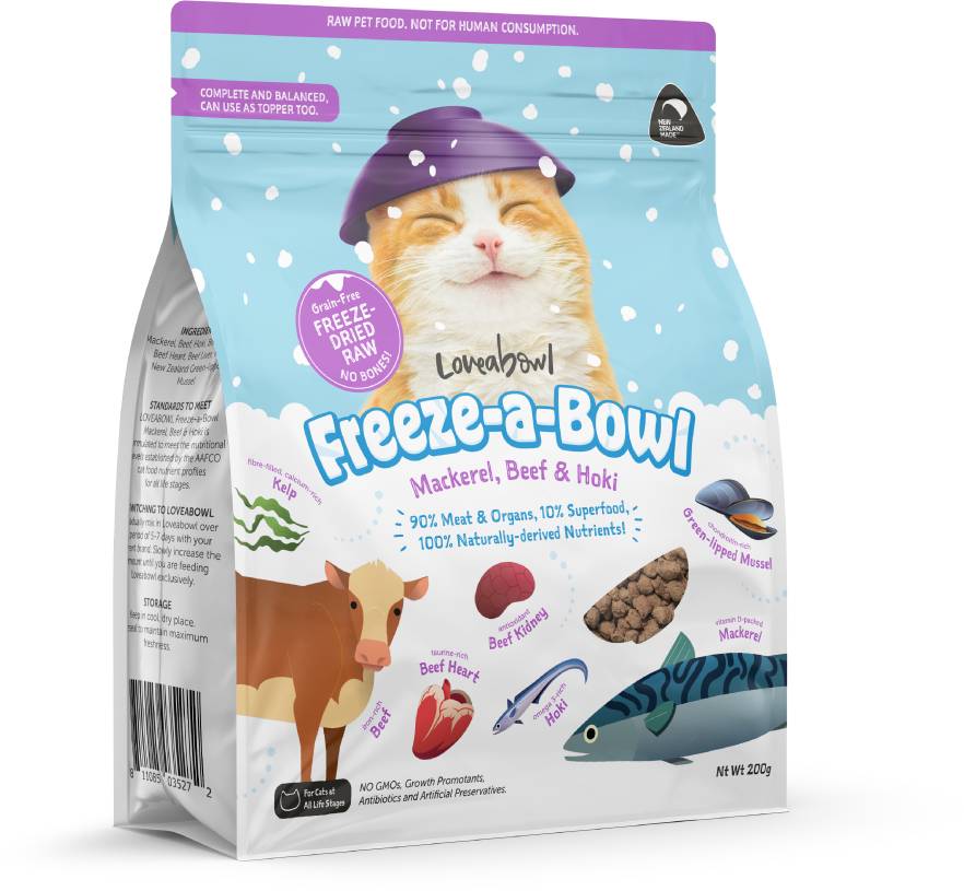 Loveabowl Freeze A Bowl Mackerel, Beef & Hoki For Cats - 200 gm