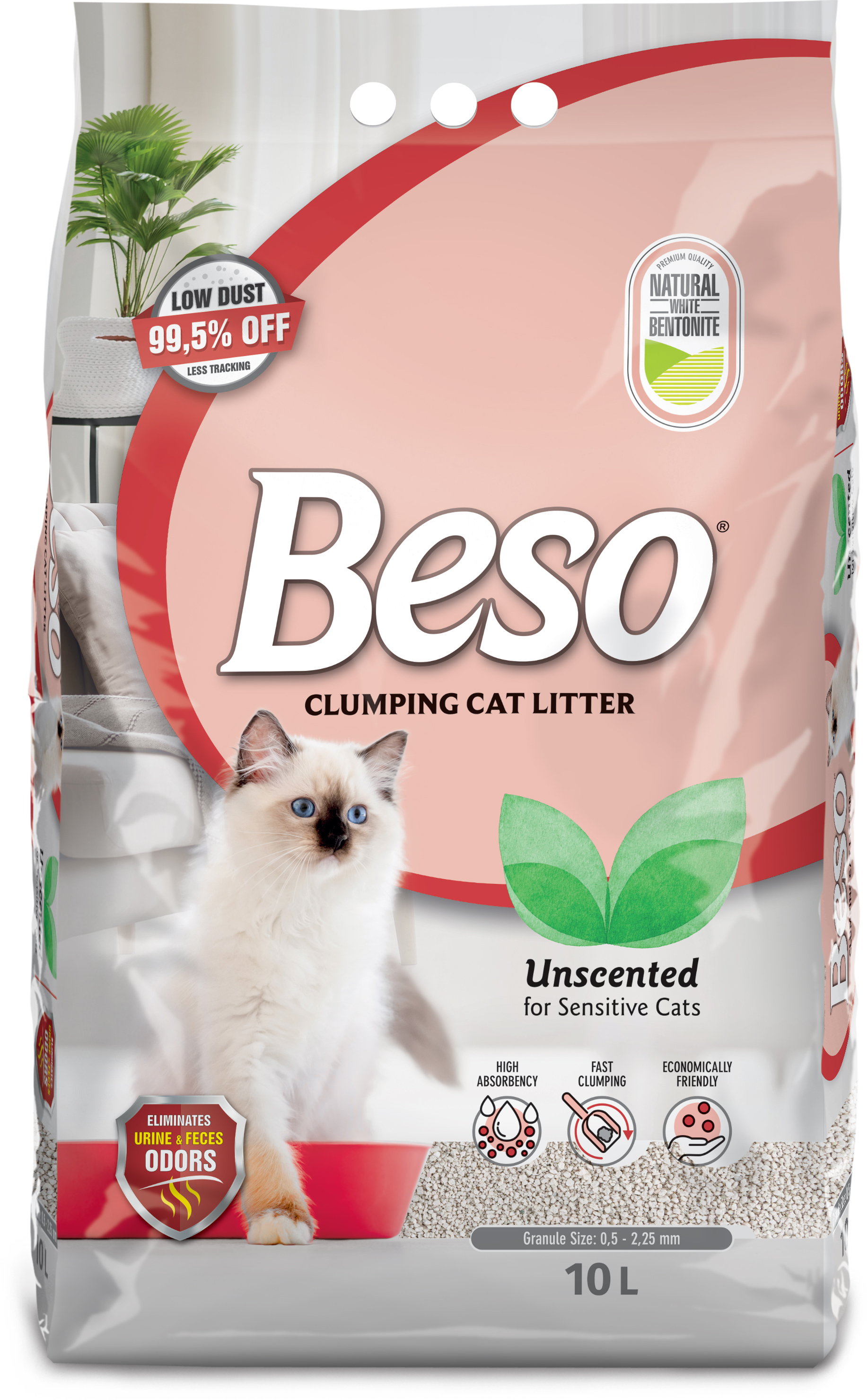 Beso Clumping Cat Litter Unscented - 10 L