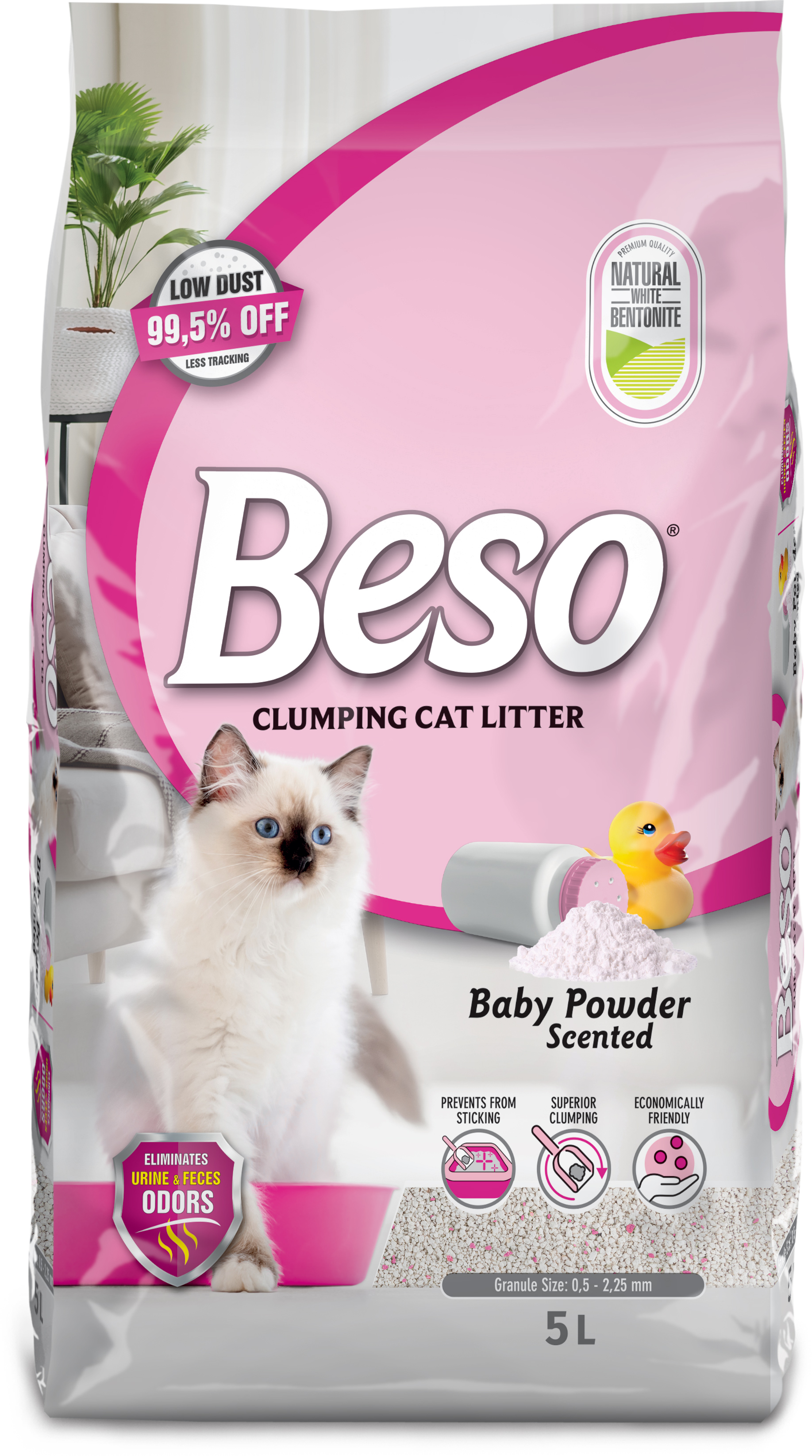 Beso Clumping Cat Litter Baby Powder Scented - 5 L