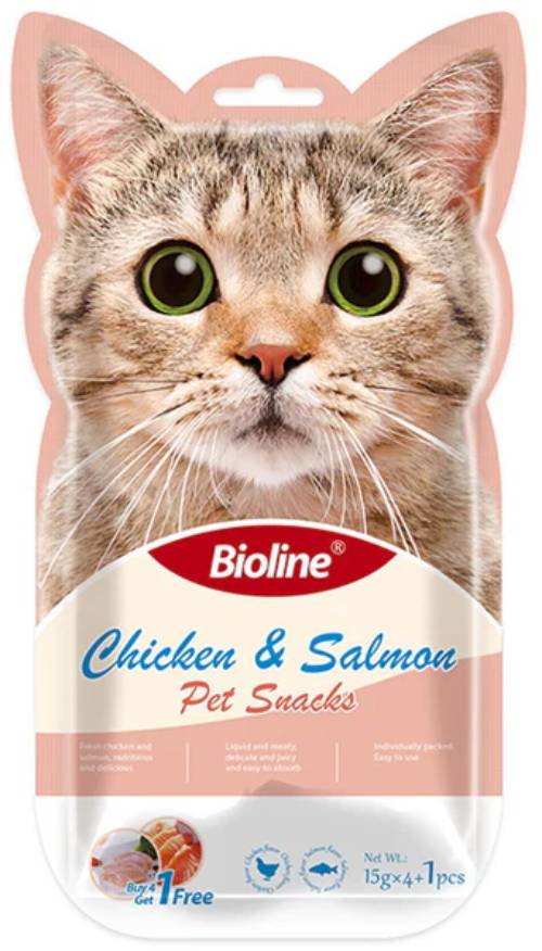Bioline Pet Snacks With Chicken & Salmon -  5 Pcs