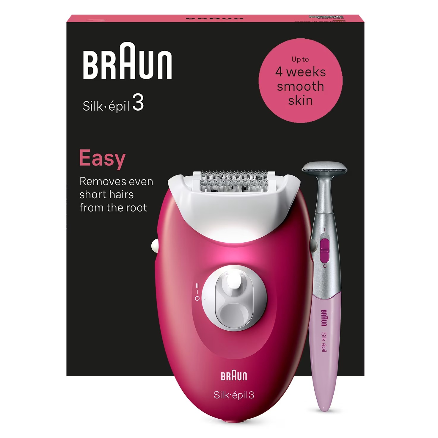 Braun Silk-Epil 3 Se 3-202 Epilator With Bikini Styler-Pink