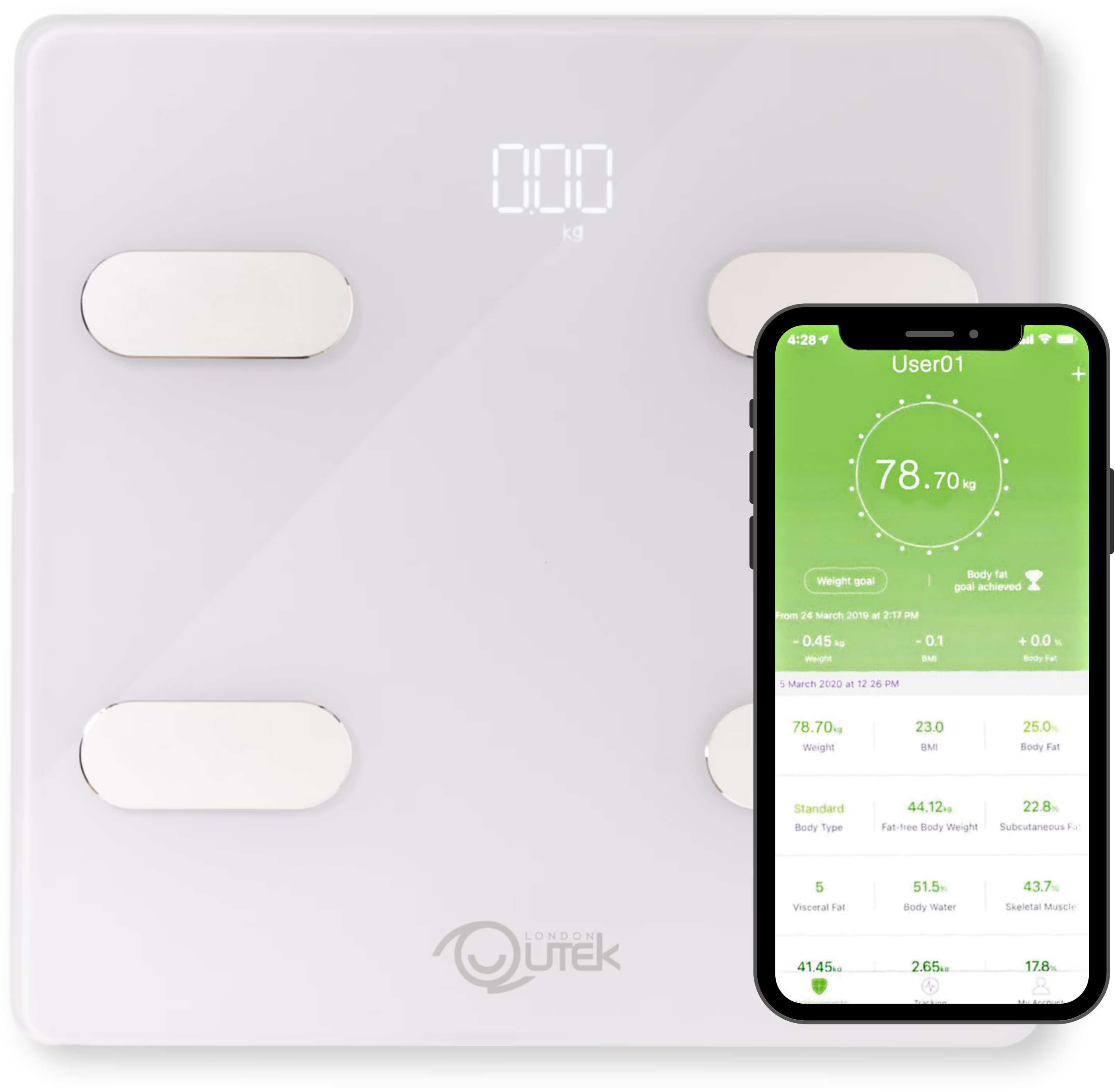 Qutek Steps Body Composition Scale 9 White 1 Piece
