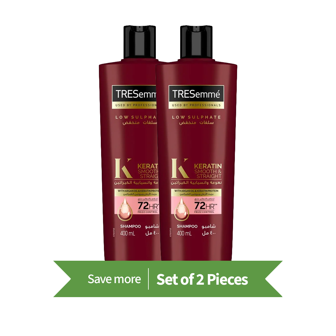 TRESemmé Shampoo, Keratin Smooth & Straight, 400ml,Twin Pack