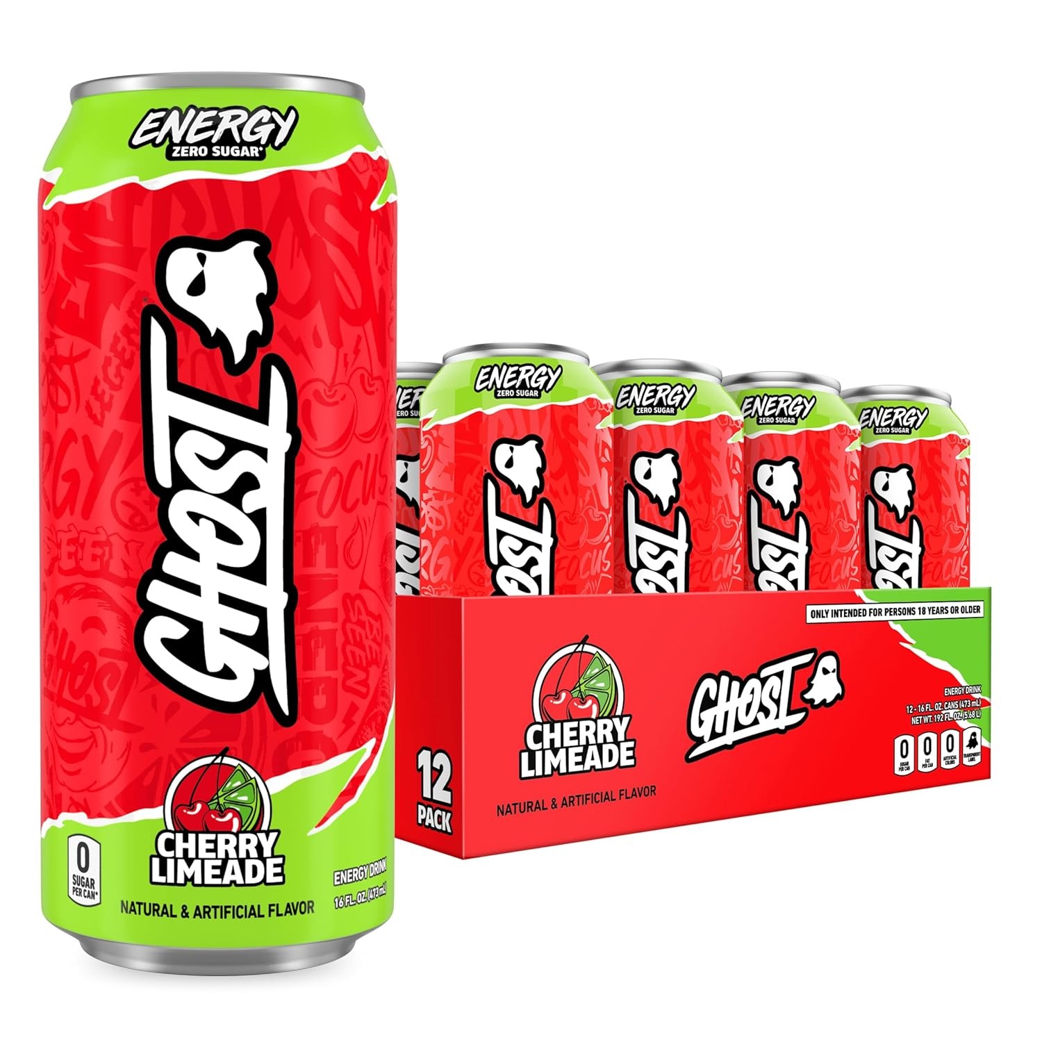 Ghost Energy Rtd Cherry Limeade, 12 Oz-Single Can/12 Pack