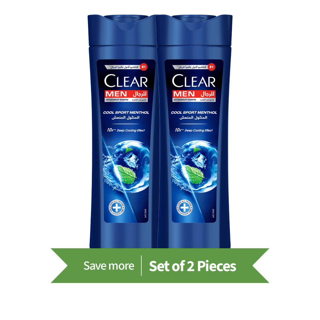 CLEAR Anti-Dandruff Shampoo, Cool Sport Menthol, 400ml- Twin Pack