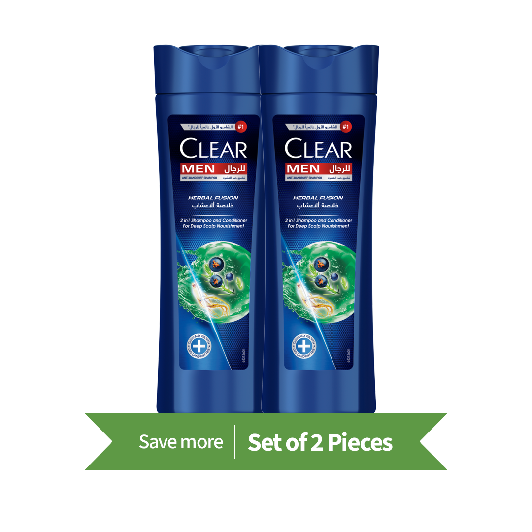 CLEAR 2in1 Shampoo & conditioner for men, Herbal Fusion, 400ml,Twin Pack