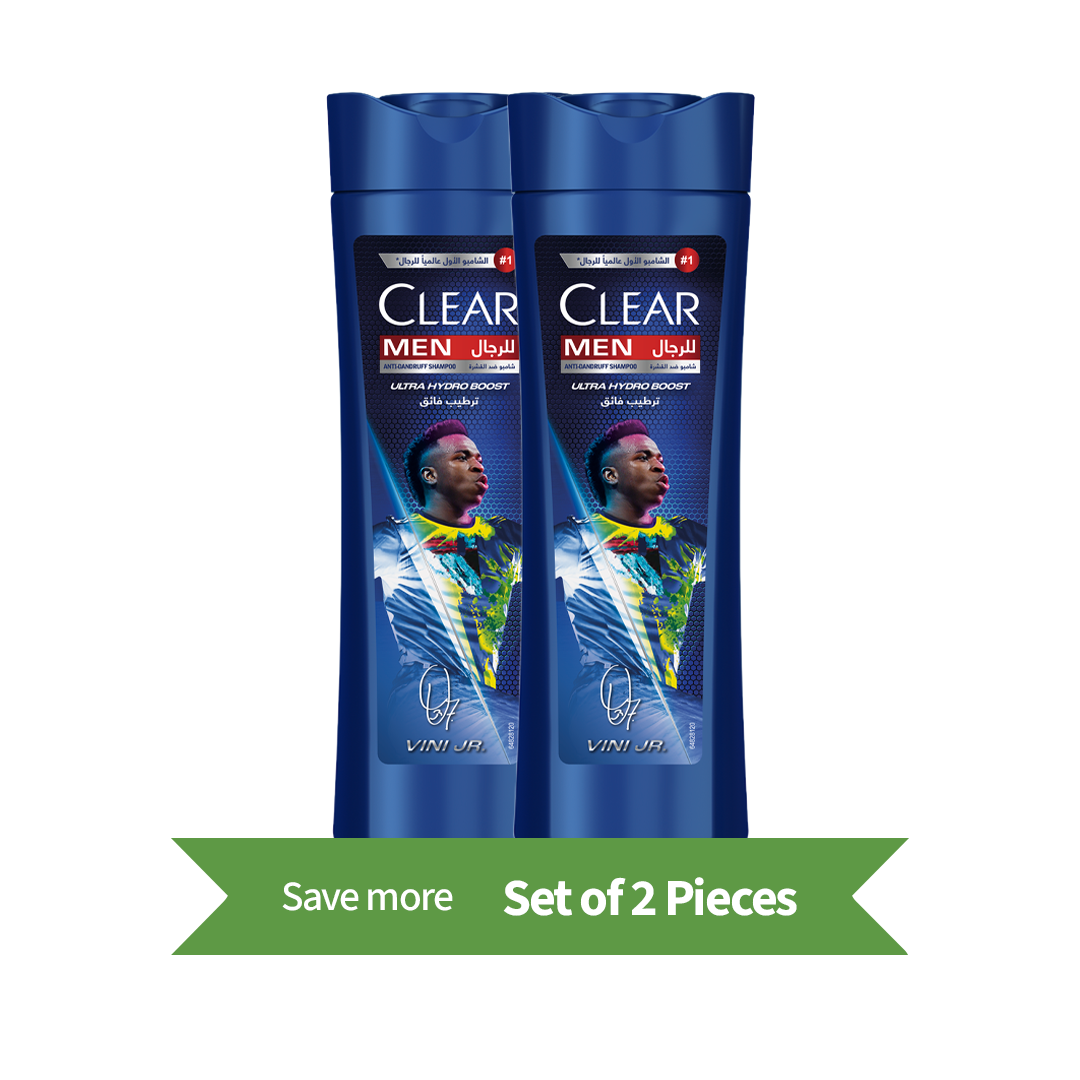 CLEAR MEN anti-dandruff shampoo, ultra hydro boost, Vini Jr. edition, 400 ml,Twin Pack