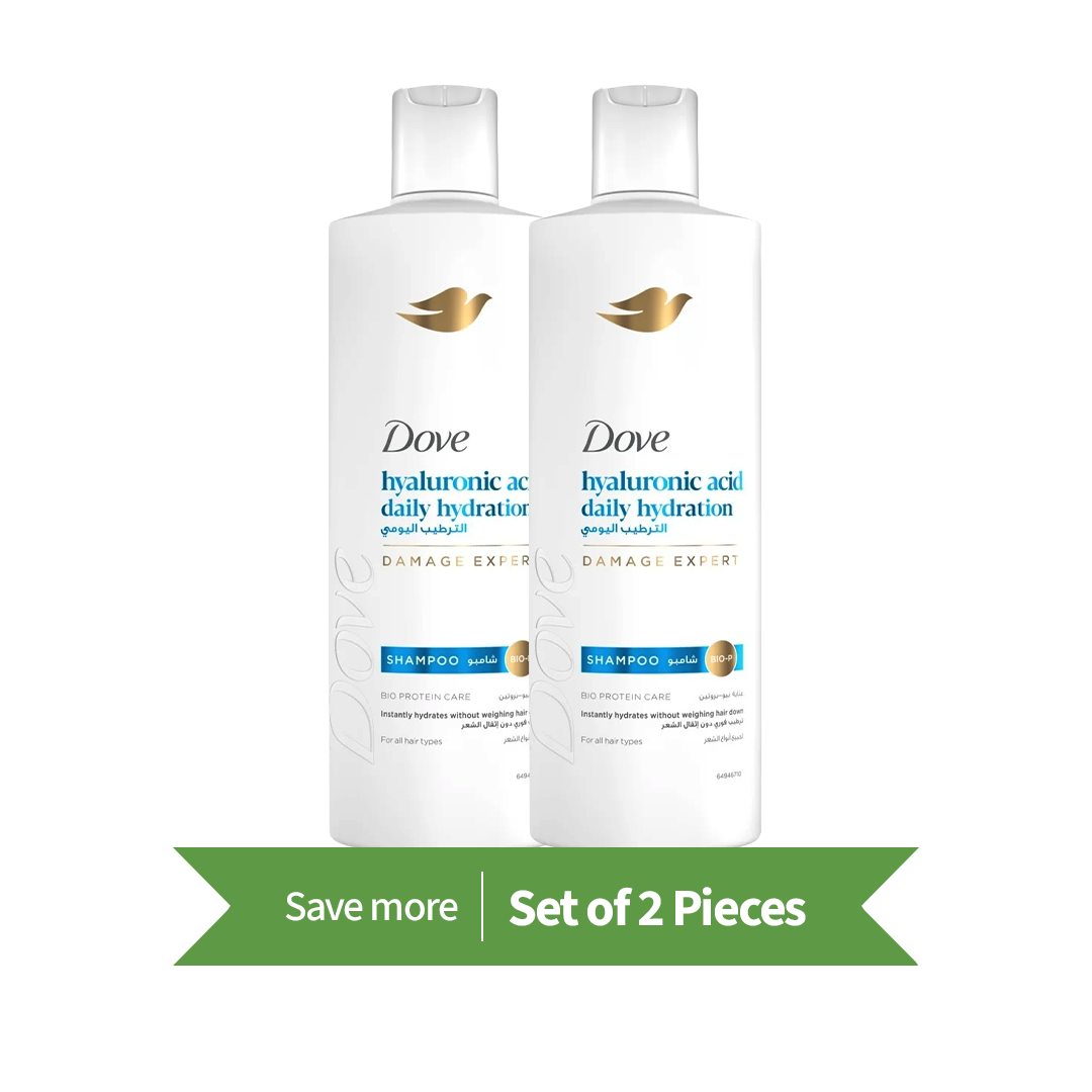 Dove Shampoo, Daily Hydration, 400ml- Twin Pack