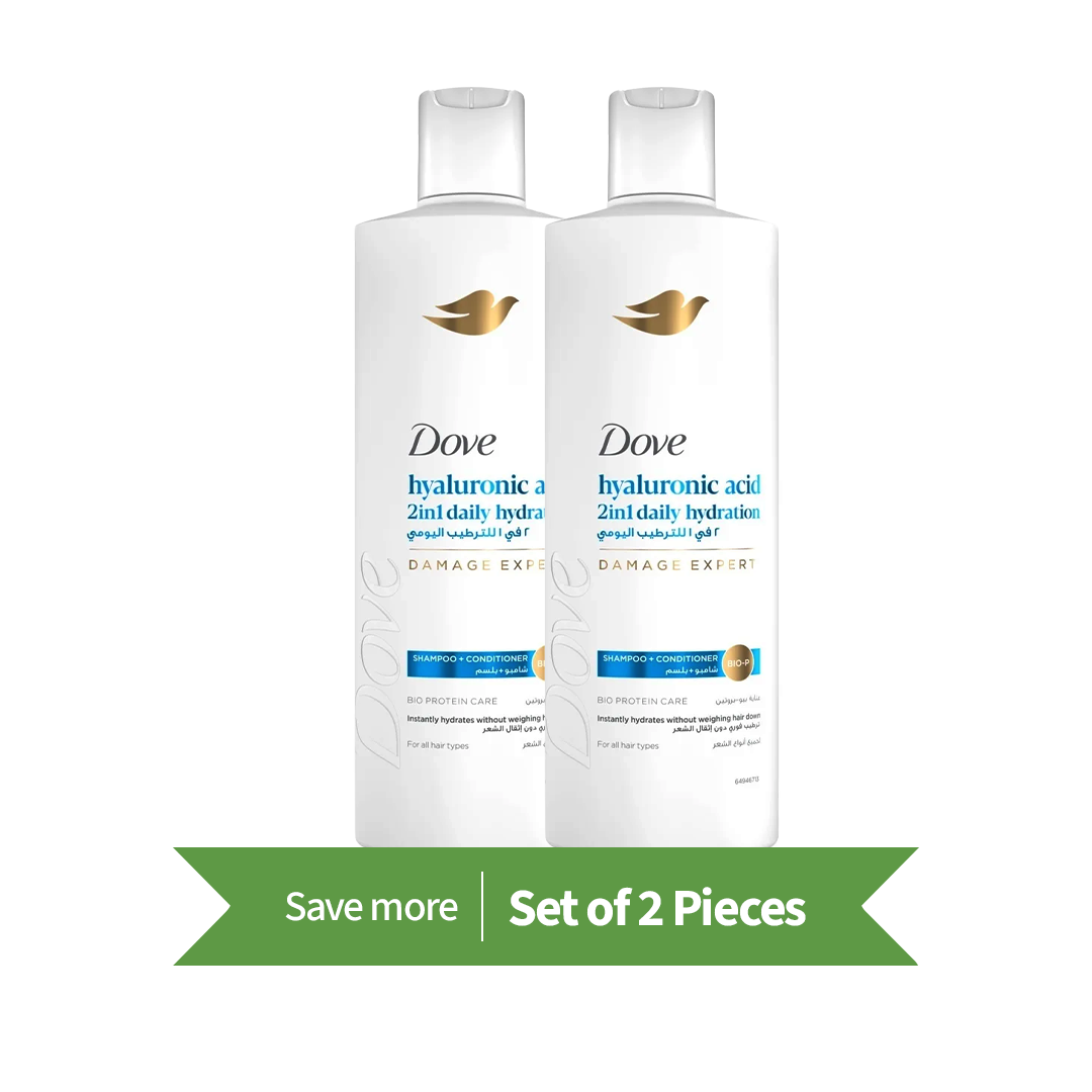 Dove Shampoo + Conditioner, 2In1 Daily Hydration, 400ml- Twin Pack