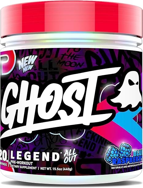 Ghost Legend All Out V2 Blue Raspberry Pre Workout Powder - 20 Servings