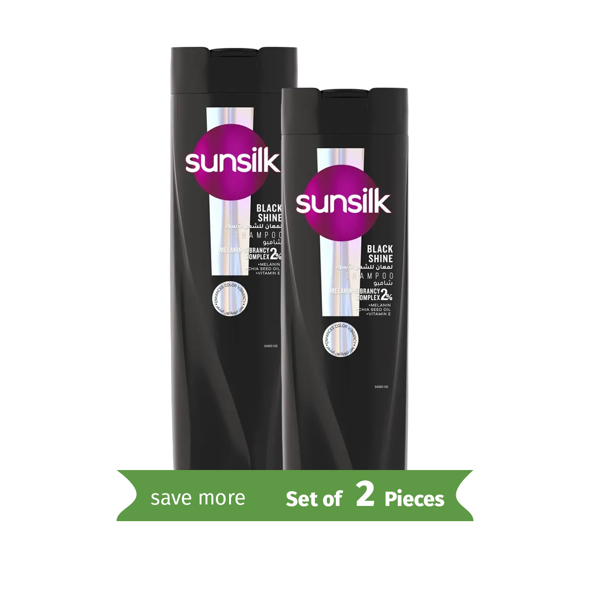 SUNSILK Shampoo, Black Shine, 400ml- Twin Pack