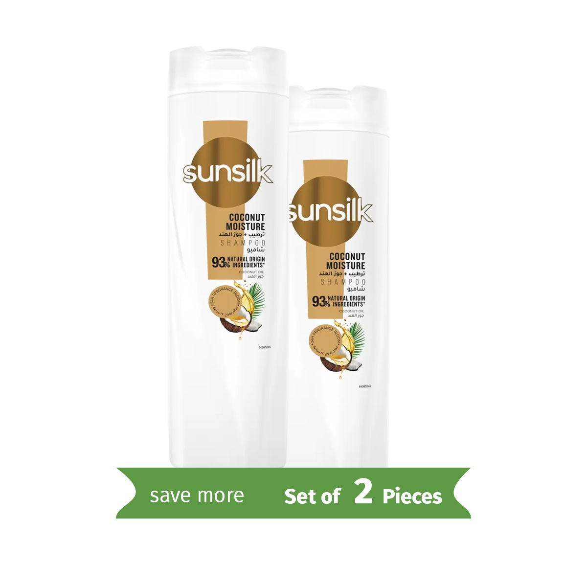 SUNSILK Shampoo, Coconut Moisture, 400ml- Twin Pack