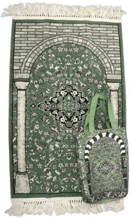 Nusuki Rawdat Al Zahideen Prayer Mat with Handbag - Green