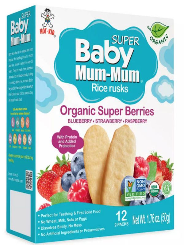HOT-KID Baby Mum-Mum Baby Rice Organic Biscuit Berries 50g