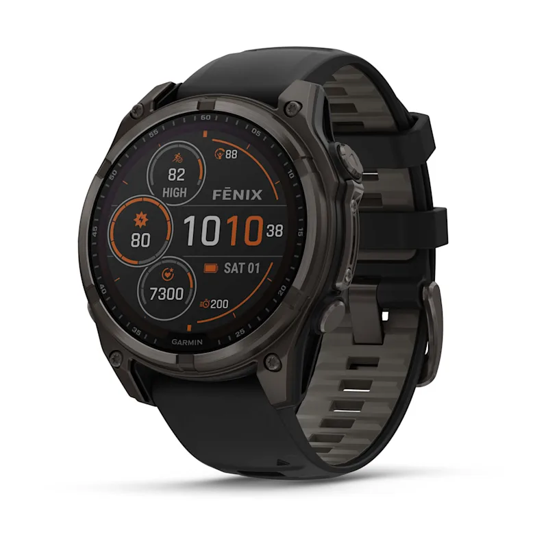 Garmin Fenix 8 Watch Solar Black Gray Silicone Band 47mm
