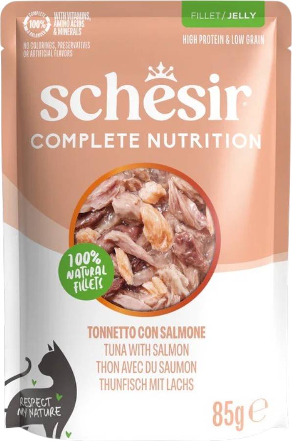 Schesir Tuna & Salmon In Jelly Cat Food Pouch - 85 gm