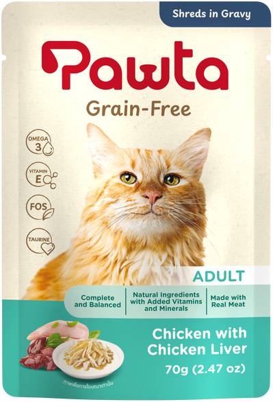 Pawta Chicken & Chicken Liver In Gravy Cat Food Pouch - 70 gm