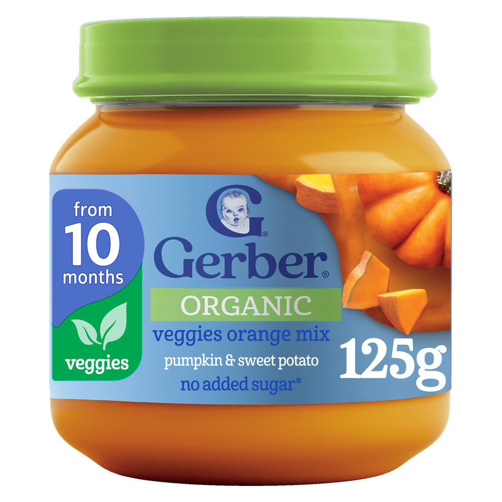 Gerber Org Veggies Orange & Pumpkin, Swt Potato 125g+6m