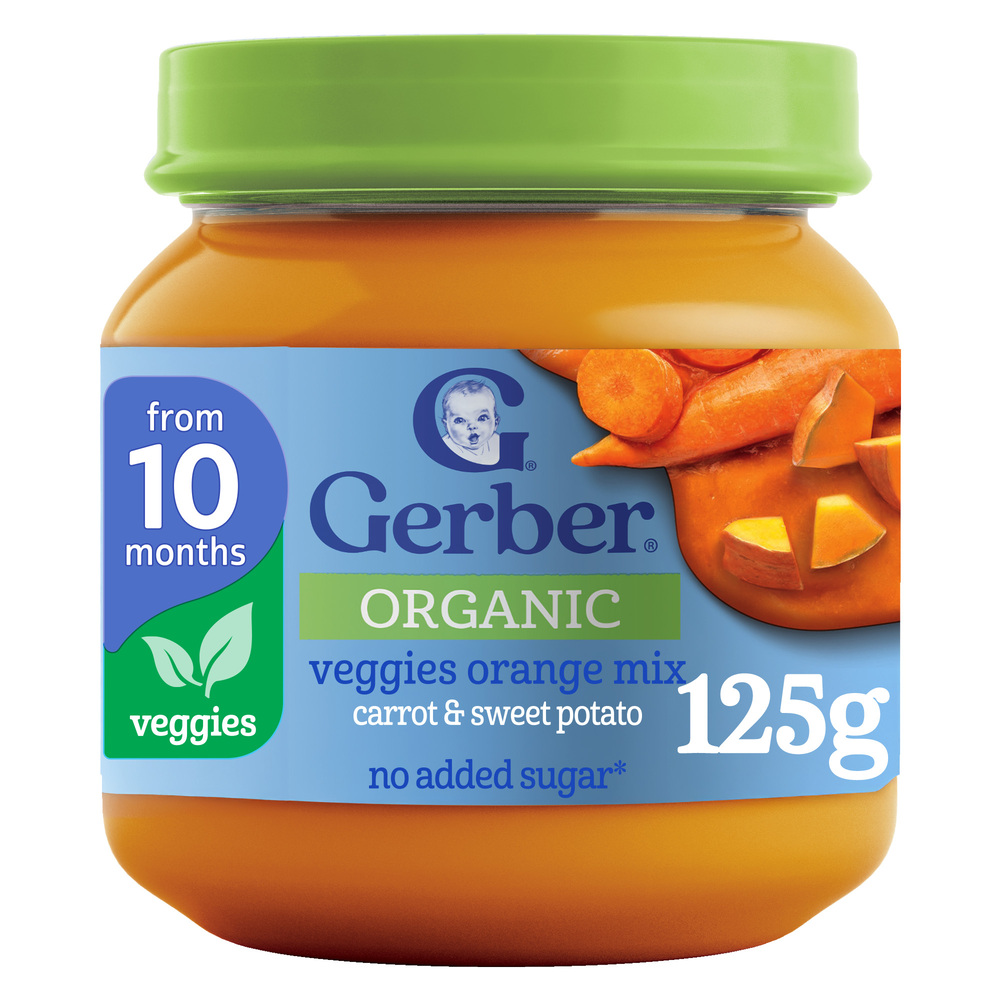 Gerber Org Veggies Orange& Carrot, Swt Potato 125g+10m