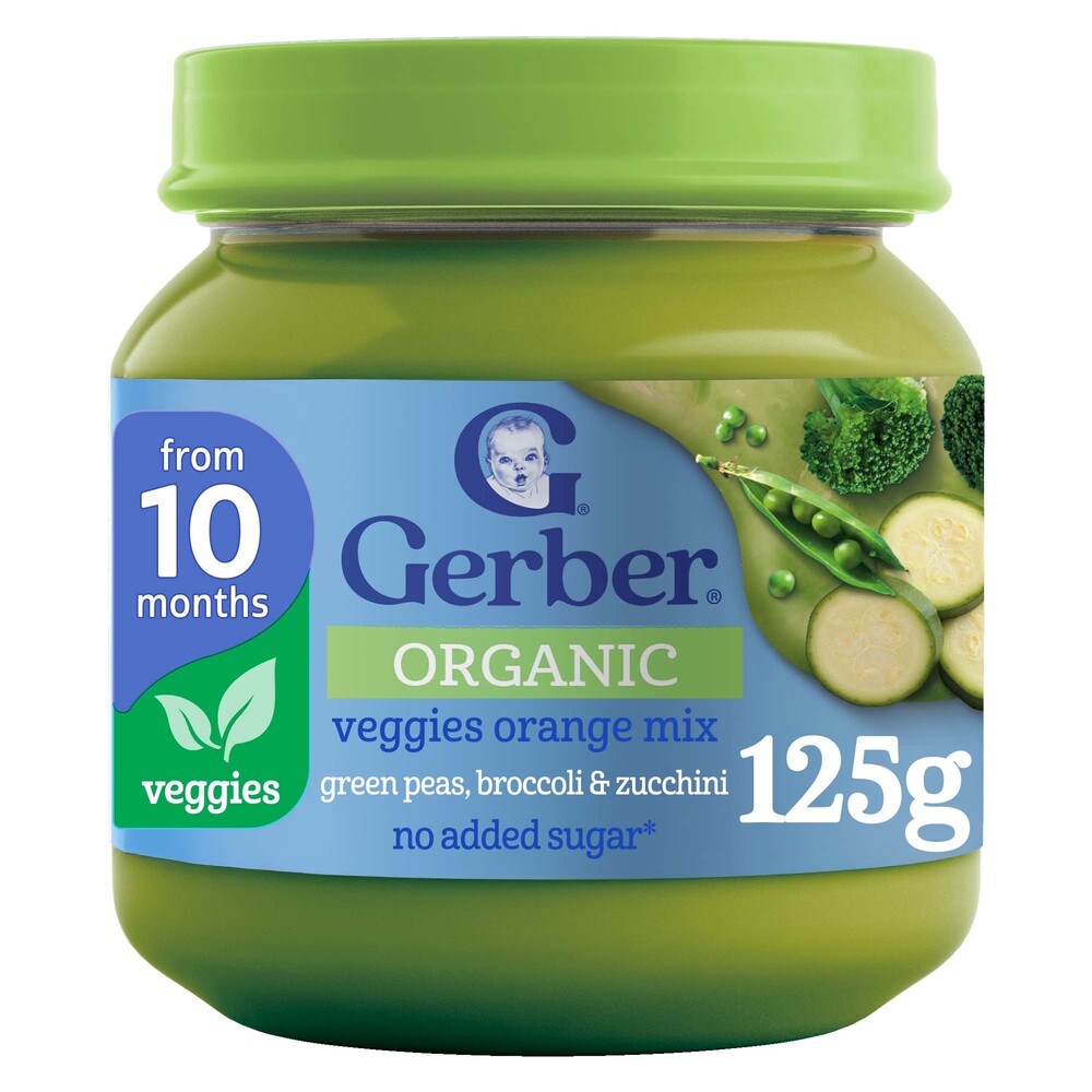 Gerber Org Green. Peas, Broccoli, Zucchini 125g+10m