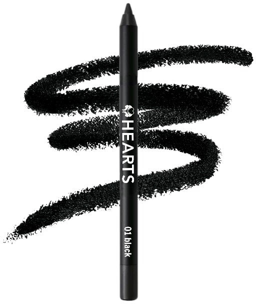 Hearts Waterproof Eyeliner Pencil Black 01 1.2 g