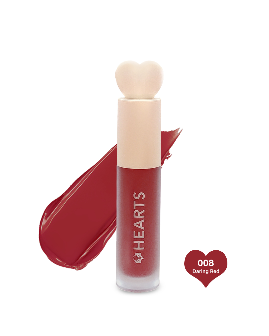 Hearts Liquid Matte Lipstick - 008 Daring Red