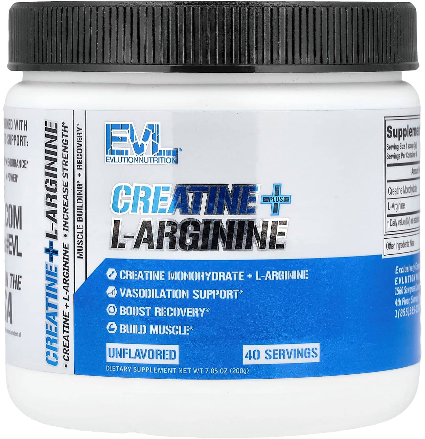 Evl, Creatine + L-Arginine Unflavored 40 Serving (200G)